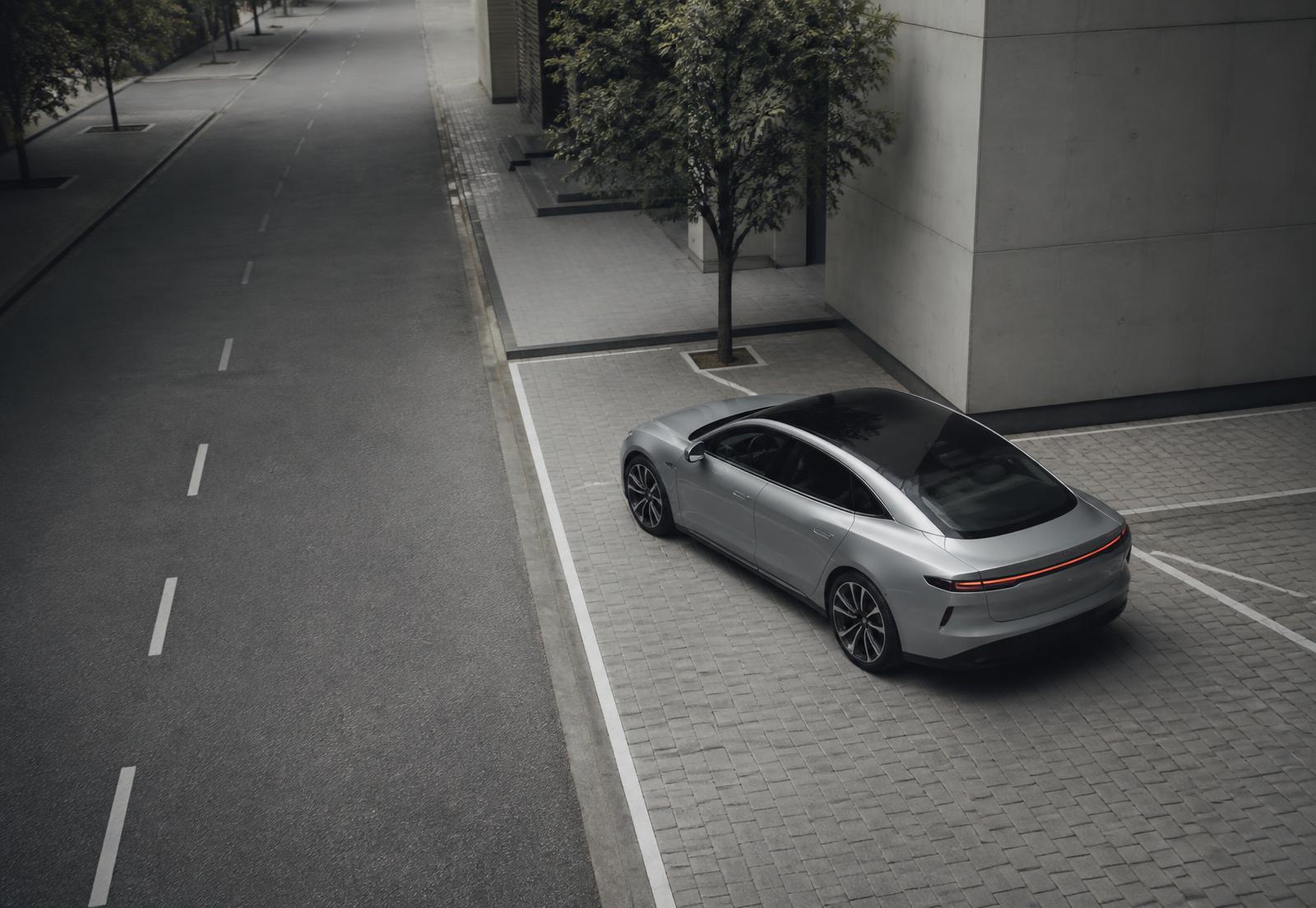 A car parked in a marked space on a quiet city street